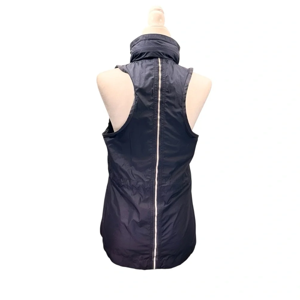 Athleta Performance Running Vest, Reflective Racerback Navy Blue with Hood, S